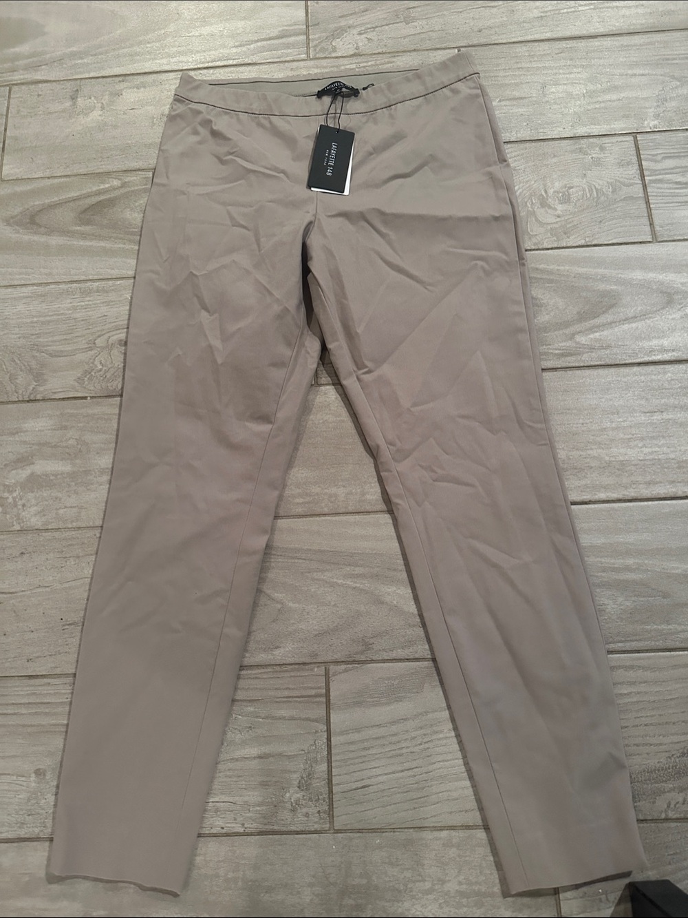 Lafayette 148 New York Slim Straight Pants in Taupe